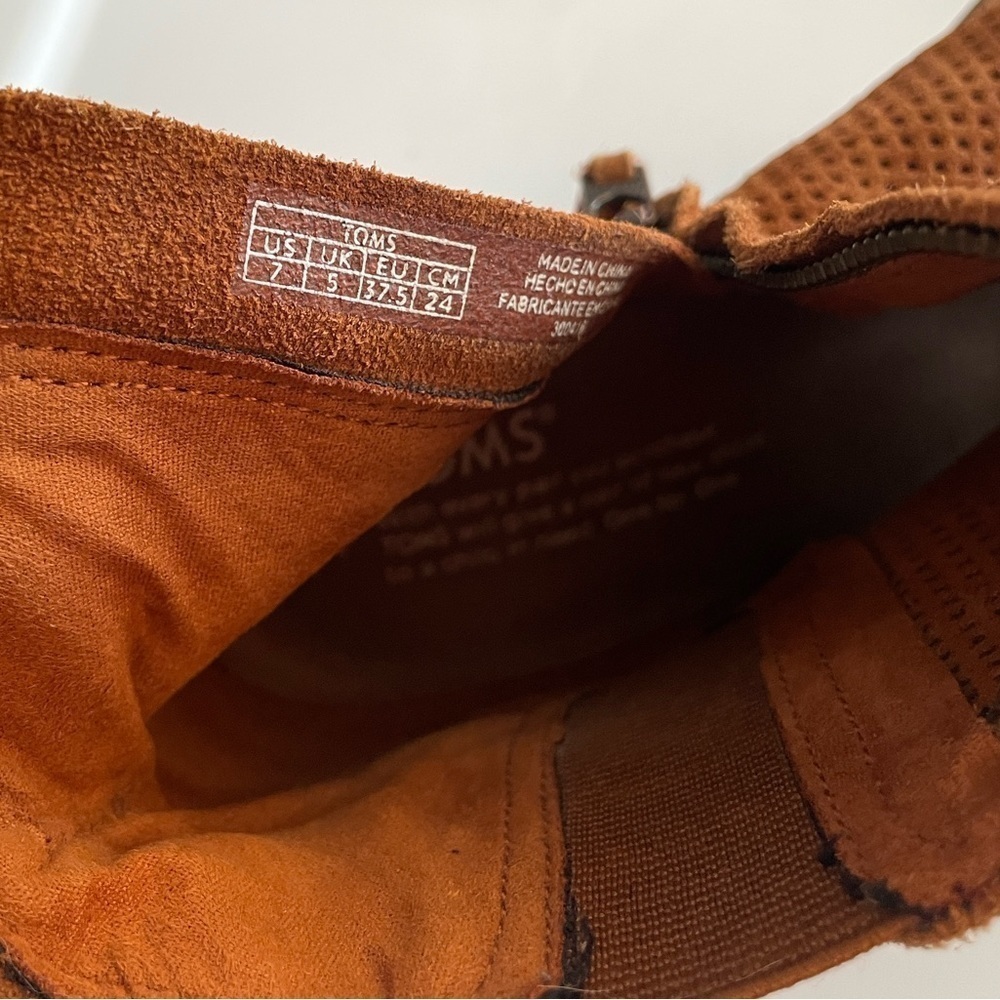 Toms Majorca Peep Toe Cinnamon Suede Booties Size 7 - Picture 6 of 12